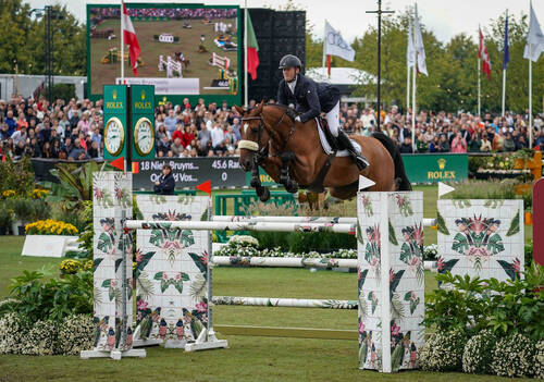 Niels Bruynseels (BEL) riding Matador during the Brussels Stephex Masters on August 25, 2023 in Brussels, Belgium. (Photo by Pierre Costabadie/Icon Sport)