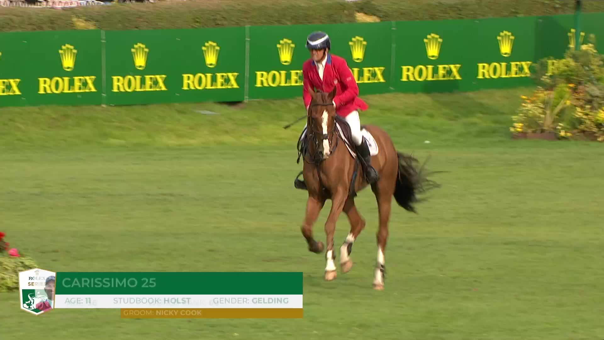 Aaron Vale with Carissimo 25 - Dublin Horse Show 2024 - Round 2